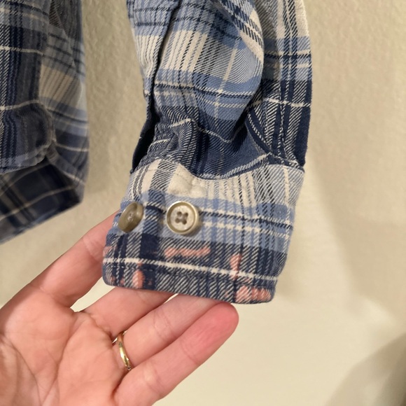 Men's Weatherproof Blue Plaid Flannel Long Sleeve Button Down Shirt L - Picture 6 of 13